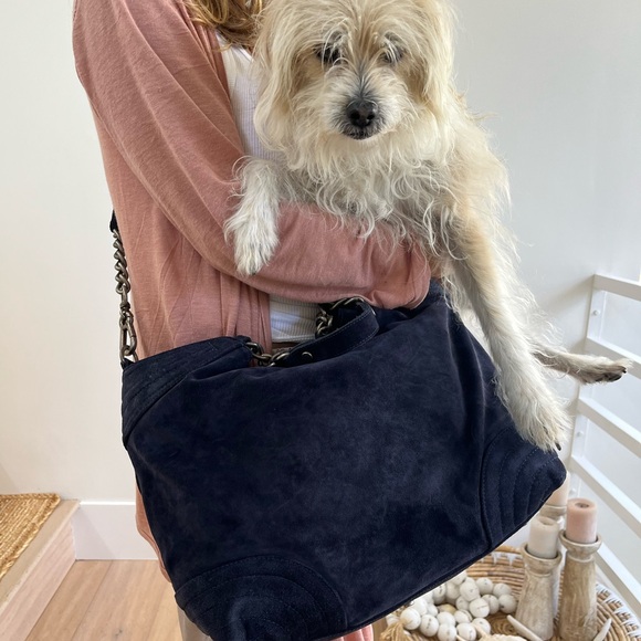 Free People NWTBBlue Suede Shopper Tote Crossbody Bag Elevate Day to Evening 🌈 - Picture 5 of 14